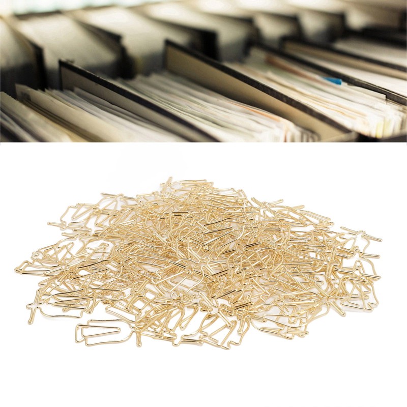 100Pcs Gold Paper Clips Cute Shape Stainless Steel Multifunction Metal