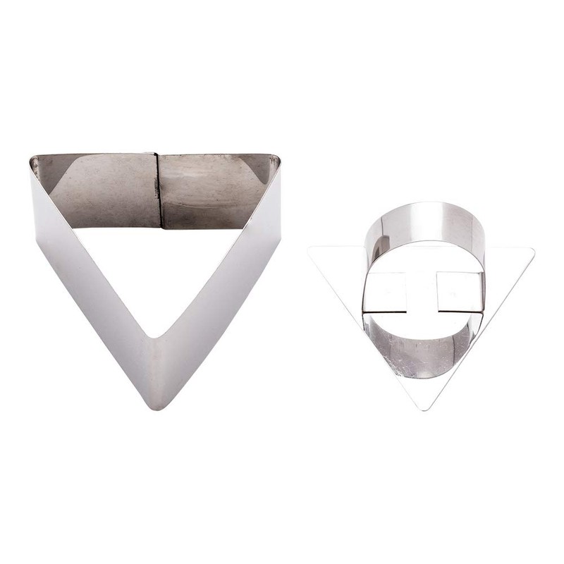 Pastry Tek Stainless Steel Triangle Pastry Ring Mold with Press