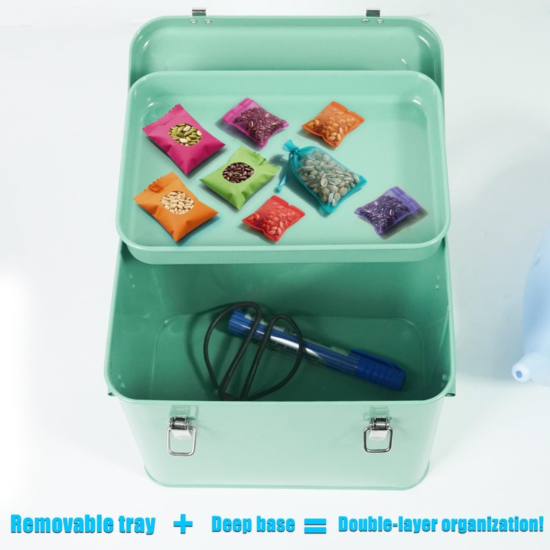 Luwint Seed Storage Organizer, Metal Saving Box Container with Removable