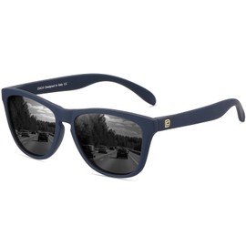 DUCO Retro Round Polarized Sunglasses for Men Women Driving Sun Glasses UV400 Protection Lightweight Frame Shades 3002 (Matte Blue Frame Grey Lens)