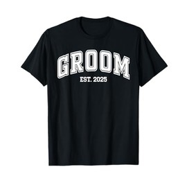 Groom Bride Est. 2025 Retro Just Married Couples Wedding T-Shirt