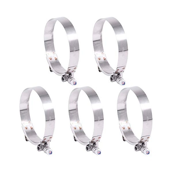 Hilitchi Hilitchi 5Pcs Stainless Steel T-Bolt Clamps with Rounded Band