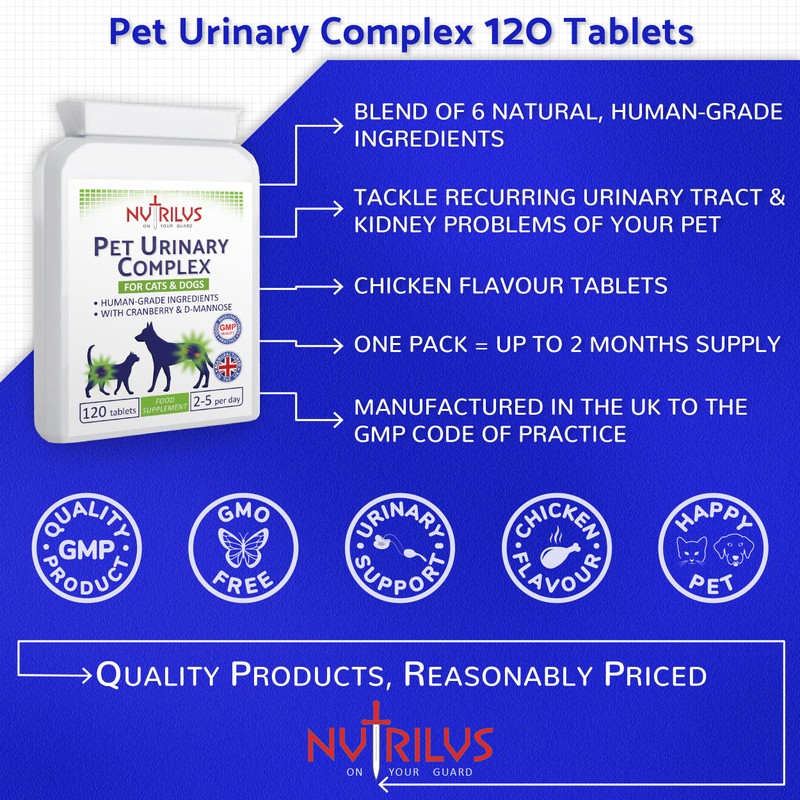 Pet Urinary Support Complex 120 Chicken Flavour Tablets for Cats