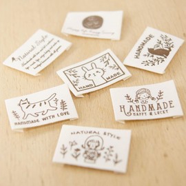 Meltryllis Handmade Tags, Set of 12, Embroidered Labels, Cotton Tags, Labels, Flowers, Animals, English, Handmade, Craft Materials, Stylish, Cute, DIY Clothes, Pouches, Hats, Bags, etc