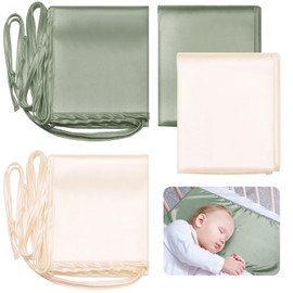 Hosuly 2 Pcs Satin Bassinet Sheet Baby Hair Soft Silk Feeling Sheet Baby Bassinet Sheets for Rectangle Cradle Bassinet Pad Mattress Boys and Girls Newborn and Infant (Green and White)