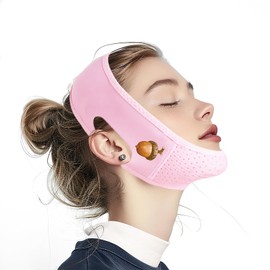 Yuibthr Chin Strap for Sleeping, V Line Lifting Mask, Reusable Face Strap, Jaw Exerciser (PinkSunflowers-Q)