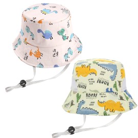 BSITSSS Unisex Sun Hat Baby Children 2 Pieces Fishing Hat Summer Hat for Girls Boys Sun Hat with Chin Strap, 2 pieces.
