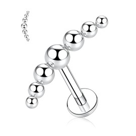 hengkaixuan 16G G23 Titanium Flatback Labret Studs, Internal Thread Lip Studs, Tragus Piercing, Monroe, Medusa Lip Piercing, Silver Lobe Cartilage Conch Earring Jewellery, 6 / 8 / 10 mm, Metal