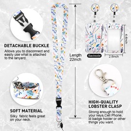 ID Card Holder with Strap, Retractable Card Holder with Rotating Lobster Clasp, for Women, Teachers, Nurses, Doctor, Students (White)