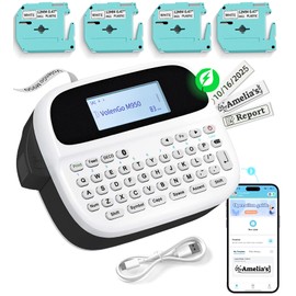Label Maker Machine with 4 Tapes, Rechargeable Backlit Bluetooth Label Maker, Freezer Waterproof-Labels, Inkless 12mm M950 Label Printer, for Home/Office/School, Teacher Appreciation/Graduation Gifts