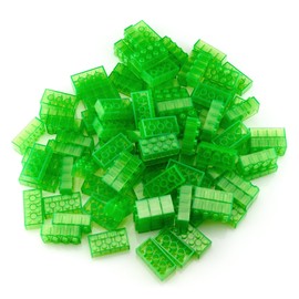LUMENTICS Building Blocks - Glow in the Dark Tiles Multicoloured, Compatible, Perfect Fit and Tested. Glow approx. One Hour. Pack of 100 2x4, Green
