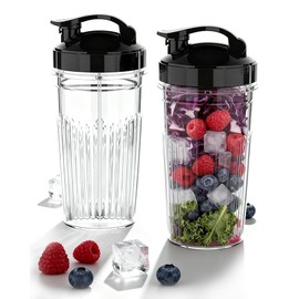 ICUCINA Replacement Blender Cups, Compatible with NutriBullet 600W/Pro 900W/Pro+, 37oz BPA-Free Tritan Smoothie Cups with Flip-Top To-Go Lids, 2-Pack Blender Accessories, Dishwasher Safe