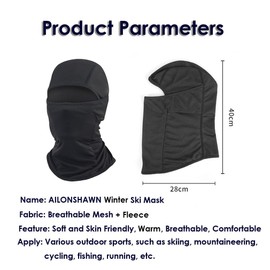 AILONSHAWN Black Winter Ski Mask for Men Women Fleece Lined Balaclava Face Mask Warm Shiesty Mask Head Mask Cold Weather Motorcycle Helmet