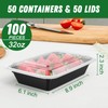50 Pack (100-Piece) 32 oz Meal Prep Containers Reusable with