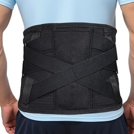 PAZAPO Back Brace for Lower Back Pain - Adjustable Lumbar Support Belt for Men & Women with 5 Metal Stays, for Sciatica, Herniated Disc,Scoliosis,Back Support Belt M(29-34Inch)