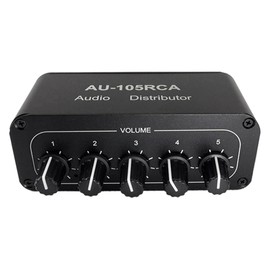 KUNLONGSKY 5CH Audio Distributor Stereo Audio Mixer 1 Input 5 Output RCA Splitter for Power Amplifier Active Audio Durable, 500404422