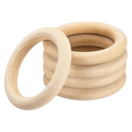 Wooden Rings for Crafts, Wood Circles for Crafts, Natural Unfinished Macrame Rings for DIY Crochet Rings (100mm-5pcs)