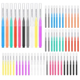 lanjue 100 Pcs Interdental Brushes, 6 Sizes Braces Flossers for Cleaner Braces Brush Soft Dental Brushes Toothpicks Dental Floss Picks Dental for Braces Oral Cleaning(10 Colors)