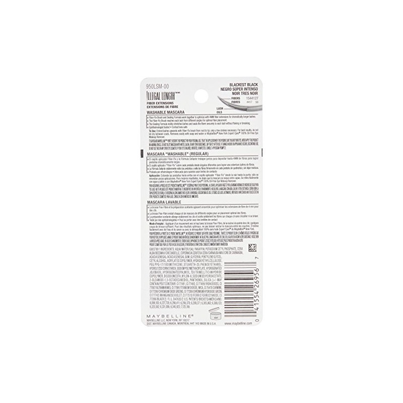 MAYBELLINE New York Illegal Length Fiber Extensions rímel lavable, 0.22