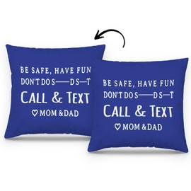Mingnei Have Fun Be Safe Don't Do Blue Preppy Throw Pillow Covers College Dorm Cushion Cover, Funny Call Text Mom Dad Home Sofa Living Room Bed Decorative Pillow Cases 18 x 18 Pillowcase