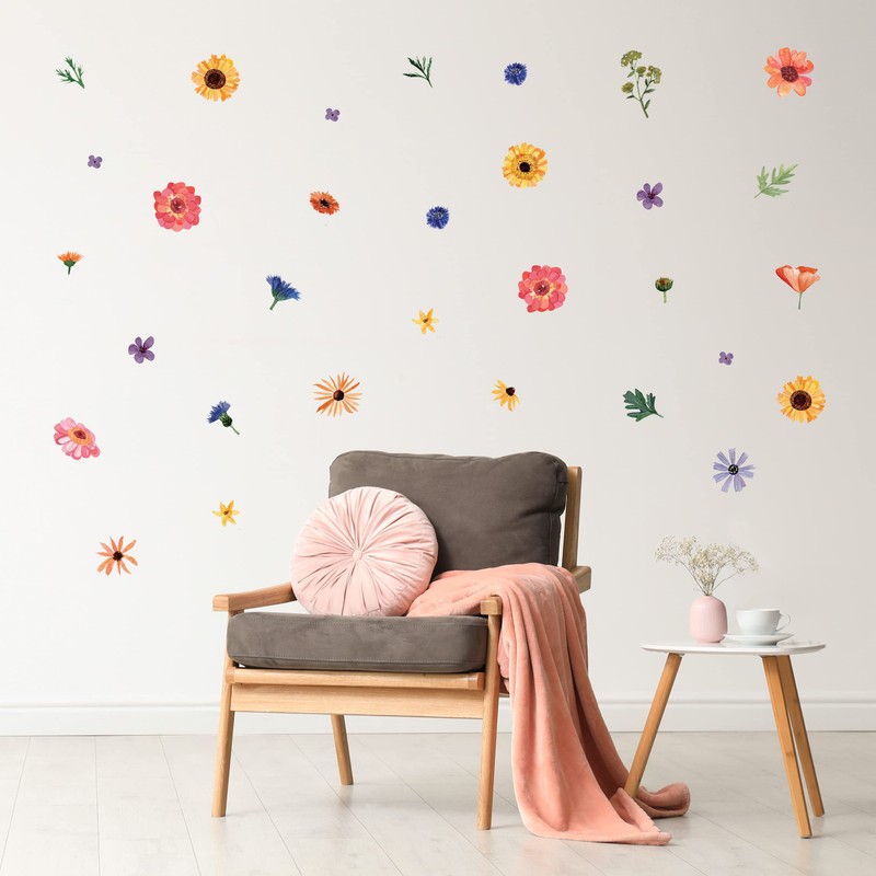 Decalcomania Wildflower Wall Decals - Set of 78 Flower Wall