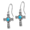 925 Sterling Silver Vintage Recon Blue Turquoise Holy Cross Christian