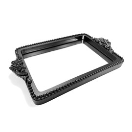 Vintage Black Tray with Mirror Glass Base | Card Holder for Guests During Occasions and Events or Decorative Home and Vanity Organizer