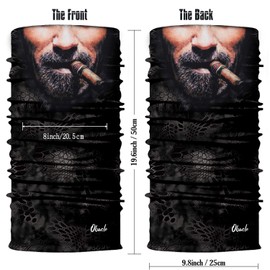 Obacle Bandana Face Mask Half for Dust Wind UV Sun Protection Seamless 3D Tube Mask Bandana for Men Women Thin Breathable Mask Motorcycle Riding Biker Cycling Sports Festival (Beard Men with Cigar)