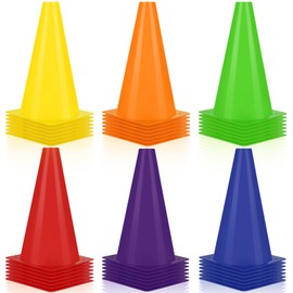 30 Pieces 9 Inch Traffic Cones Plastic Sport Cones Agility Training Safety Cones Soccer Practice Equipment for Basketball Football Drills Exercise, Outdoor Activity and Events(Multicolor)