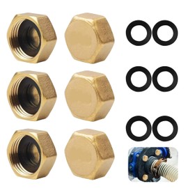 6 PCS Brass Blanking Cap, 1/2 inch Female Blanking Stop Cap, Radiator Valve Caps Hex Brass Blanking Nut Caps for Water Pipes Washing Machines