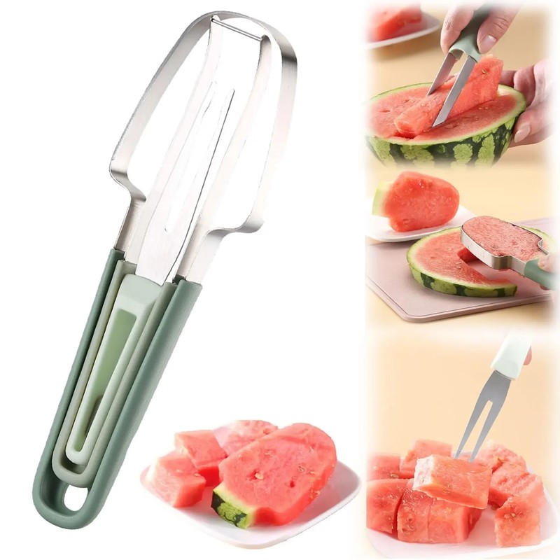 3-in-1 Watermelon Slicer Tool for Easy Serving – Stainless Steel