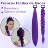 4 Paquetes Extensiones Cabello Morado 60cm Preestirado Trenzas Cosplay