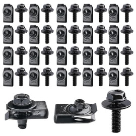 Milkary 160Pcs Engine Under Cover Body Bolts & U-Nut Clips, 6MM Metal Car Retainer Clip, Splash Shield Guard Body Bolts Bumper Fender Fastener Rivet Clips for Most Vehicles