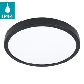 EGLO Fueva 5 LED Ceiling Light, Diameter 28.5 cm, Surface-Mounted Light, Bathroom Ceiling Light Made of Metal in Black and Plastic Light Surface in White, Bathroom Lamp, LED Surface Light, Neutral White, IP44