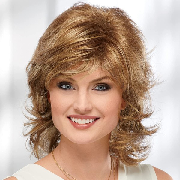 Paula Young Phoebe WhisperLite Wig Flirty Mid-Length Wig with Face-Framing Fringe and Soft Waves/Multi-Tonal Shades of Blonde, Silver, Brown and Red