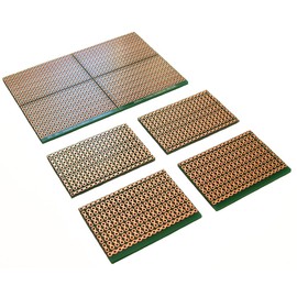SB4 Snappable PC BreadBoard, Scored PCB, Snaps Into 4 Small Boards, 2-Layer, Plated Holes, Power Rails, 2.5 x 3.8in (63.5 x 96.5mm)