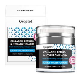 QZQETET Face Cream Collagen, Retinol & Hyaluronic Acid Cream for Face, 1.7 fl.oz Anti-Aging Face Moisturizer, Neck Cream, Daily Moisturizer Face Lotion for All Skin Tapes, Women and Men