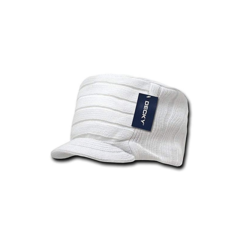DECKY Knitted Flat Top Cap w/ Visor, White