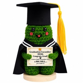 Bezqniq Funny Graduation Gifts,Pickle Desk Decor for Class of 2026 Graduation Decoration with Cap Gown Certificate, Graduation Keepsake Gift for High School College
