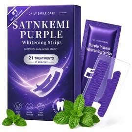 Purple Teeth Whitening Strips, Peroxide-Free for Sensitive Teeth, 42 Strips,Color-Correcting Care for Surface Stains and Yellowing, with Enamel-Friendly wear for Sensitive Teeth and Simple Daily use