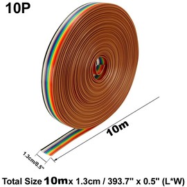 VISSQH 10 m Flat Ribbon Cable IDC Wire 10 Pin Ribbon Cable IDC Wire Ribbon Cable for Raspberry Pi Breadboard or Your Arduino, IDC Ribbon Cable, Rainbow Flat Ribbon Cable (1.27 mm)
