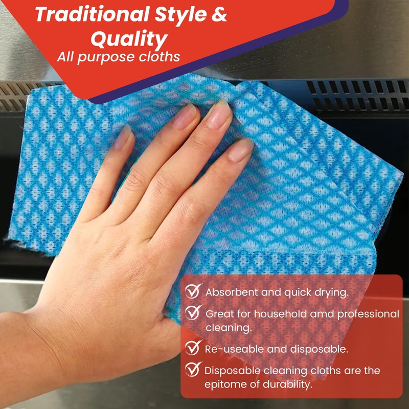 Abbey Pack of 50 Disposable J Cloths Non Woven Wipes