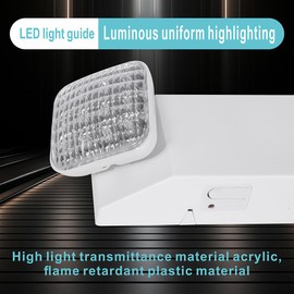 AKT LIGHTING Commercial Emergency Light, UL Certified, White Emergency Light Fixture with 2 LED Square Heads Adjustable & Backup Batteries Exit Lighting，Pack of 1