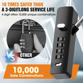 MeBantoo Cable Locks with Combination, Wire Rope 4-Digit Combination Ski Lock with 3 Lengths Steel Cables for Closet, Gate, Bike, Luggage, Snowboard, Cabinet, Wardrobe, Fence, Fridge (Black - 1pc)