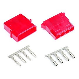 Shakmods Red Male & Female 4 Pin Molex Connector With Pins for PC Computer Power Supply