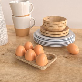 YunKo 6PCS Wooden Eggs Fake Egg Chicken Coop Accessories Easter Eggs for Craft Nest Egg Brown for Laying Chickens