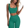 QINSEN Ribbed Workout Outfits for Women 2 Piece Seamless Sport