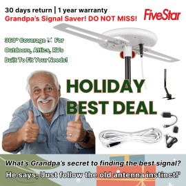 For Channel Master, For Five Star HOLIDAY GIFT 360° Omni Amplified HDTV Antenna 4K 1080P Attic Outdoor RV + Pole