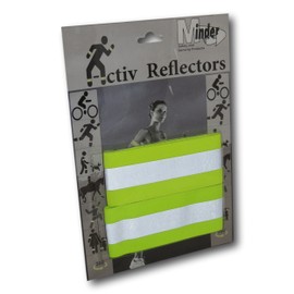 Twin Pack Minder Activ Reflector Hi-Vis High Visibility Reflective Road Safety Armbands - Elasticated with strong Adjustable Hook and Loop - Running, Jogging, Horse Riding, School Children (Yellow)