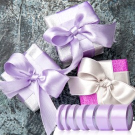 Fyshird Purple Ribbon 6 mm x 22 m Gift Ribbon Purple Satin Ribbon Wedding Polyester Ribbons for Crafts Decorative Ribbon for Balloons Gift Packaging Birthday DIY